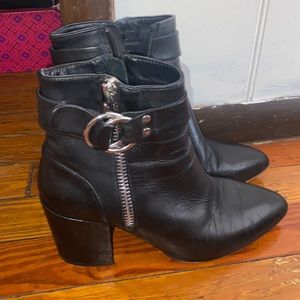 Black leather boots